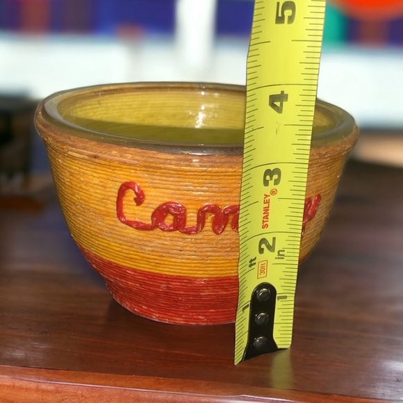 Vintage Yellow and Red Candy Decorative Glass Bowl Dish - Picture 5 of 7